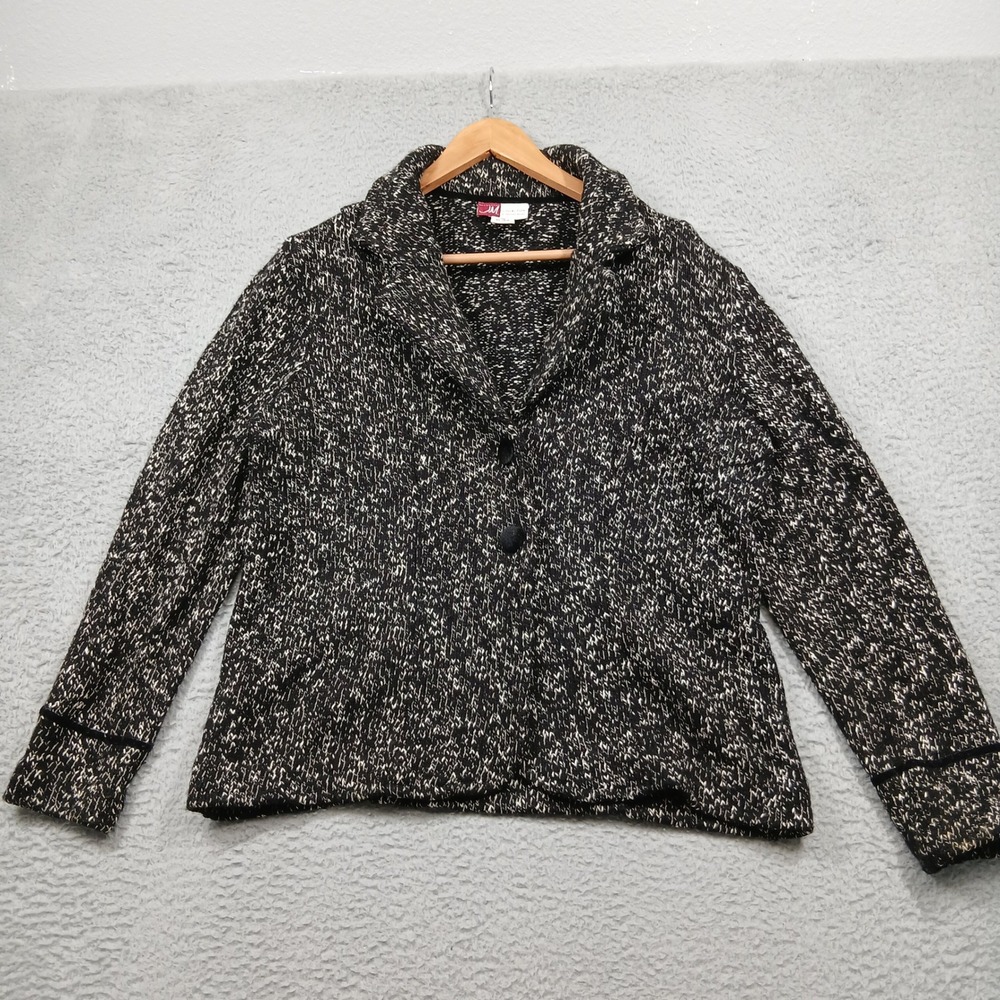 JM Collection by Jennifer Moore Sweater‎ Women's M Black White Knit Button Read